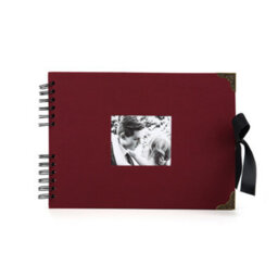 Woodside Home Living Metal Corner Scrap Book Style Photo Album 29Cm X 21.5Cm - Burgundy - thumbnail 1