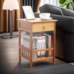 BMBO 2 Tier Wooden Side Table With Drawer