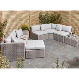 Cheshire 8 Seater Multifunction Flat Wicker Weave Garden Sofa Set - thumbnail 5