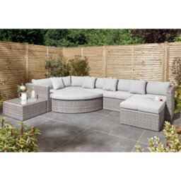 Cheshire 8 Seater Multifunction Flat Wicker Weave Garden Sofa Set - thumbnail 1