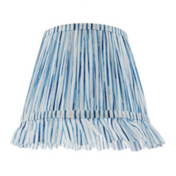 Happy Homewares Vintage Blue And White Faux Silk Plated Lamp Shade With Bottom Fringe - thumbnail 1