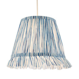 Happy Homewares Vintage Blue And White Faux Silk Plated Lamp Shade With Bottom Fringe - thumbnail 2