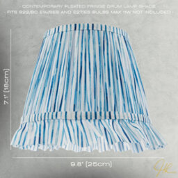 Happy Homewares Vintage Blue And White Faux Silk Plated Lamp Shade With Bottom Fringe - thumbnail 7