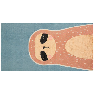 Beliani Kids Rug Isak Blue 80 X 150 Cm Cotton - image 1