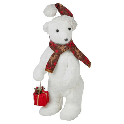 Urbn-Living Urbnliving 38Cm Large Festive Christmas Standing Bear Plush Decoration Ornament Xmas Decor -  White - image 1