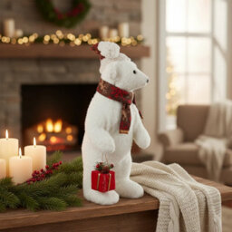 Urbn-Living Urbnliving 38Cm Large Festive Christmas Standing Bear Plush Decoration Ornament Xmas Decor -  White - thumbnail 2