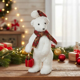 Urbn-Living Urbnliving 38Cm Large Festive Christmas Standing Bear Plush Decoration Ornament Xmas Decor -  White - thumbnail 4