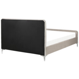 Beliani Bed Velvet Lunan 140 X 200 Cm (Eu Double) Taupe - thumbnail 6