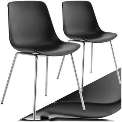 Tectake Set Of 2 Dining Chair Mave - Large Plastic Seat, Ergonomic, High Backrest, 120 Kg Load Capacity  - Black/chrome - image 1