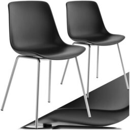 Tectake Set Of 2 Dining Chair Mave - Large Plastic Seat, Ergonomic, High Backrest, 120 Kg Load Capacity  - Black/chrome