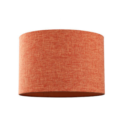 Happy Homewares Contemporary And Sleek Orange Natural Linen Fabric Drum Lamp Shade 60W Max - image 1