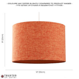 Happy Homewares Contemporary And Sleek Orange Natural Linen Fabric Drum Lamp Shade 60W Max - thumbnail 6