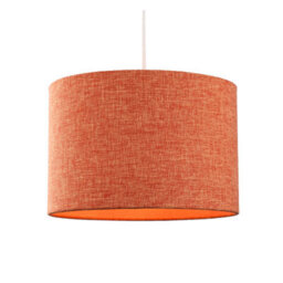 Happy Homewares Contemporary And Sleek Orange Natural Linen Fabric Drum Lamp Shade 60W Max - thumbnail 2