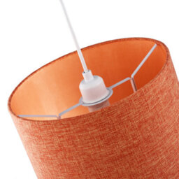 Happy Homewares Contemporary And Sleek Orange Natural Linen Fabric Drum Lamp Shade 60W Max - thumbnail 4