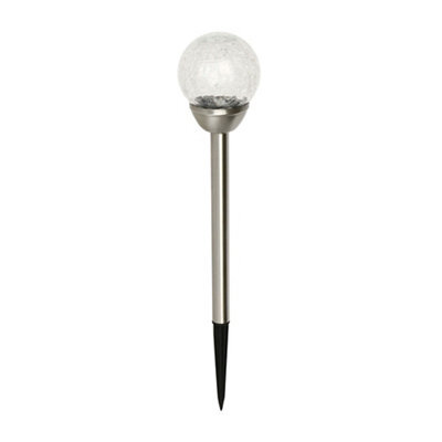 Blooma Silver Stainless Steel Effect Crackled Ball Solar-Powered Integrated Led Outdoor Stake Light - image 1