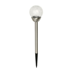 Blooma Silver Stainless Steel Effect Crackled Ball Solar-Powered Integrated Led Outdoor Stake Light - thumbnail 1