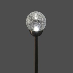Blooma Silver Stainless Steel Effect Crackled Ball Solar-Powered Integrated Led Outdoor Stake Light - thumbnail 3