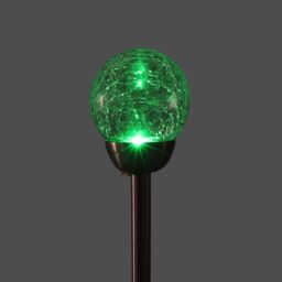 Blooma Silver Stainless Steel Effect Crackled Ball Solar-Powered Integrated Led Outdoor Stake Light - thumbnail 2