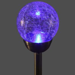 Blooma Silver Stainless Steel Effect Crackled Ball Solar-Powered Integrated Led Outdoor Stake Light - thumbnail 4