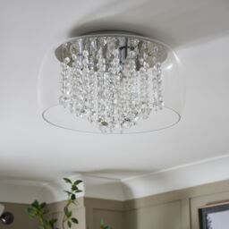 Inlight Roma Beaded Glass & Steel Transparent Chrome Effect Led Ceiling Light - thumbnail 2