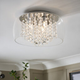 Inlight Roma Beaded Glass & Steel Transparent Chrome Effect Led Ceiling Light