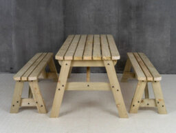 Arbor Garden Solutions Victoria Rounded Space Saving Picnic Table Benches Set (8Ft, Natural Finish) - thumbnail 3