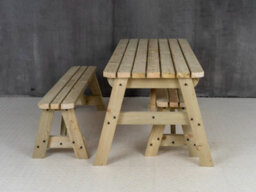 Arbor Garden Solutions Victoria Rounded Space Saving Picnic Table Benches Set (8Ft, Natural Finish) - thumbnail 4