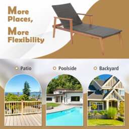 Costway Patio Chaise Lounge Chair Outdoor Rattan Recliner W/ 4-Level Adjustable Backrest - thumbnail 9