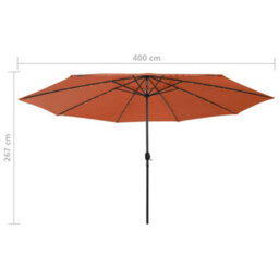 Berkfield Outdoor Parasol With Led Lights And Metal Pole 400 Cm Terracotta - thumbnail 7