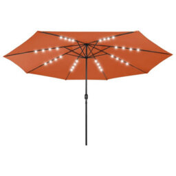 Berkfield Outdoor Parasol With Led Lights And Metal Pole 400 Cm Terracotta - thumbnail 2