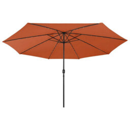 Berkfield Outdoor Parasol With Led Lights And Metal Pole 400 Cm Terracotta - thumbnail 3