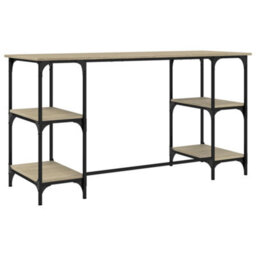 Berkfield Desk Sonoma Oak 140X50X75 Cm Metal And Engineered Wood - thumbnail 7