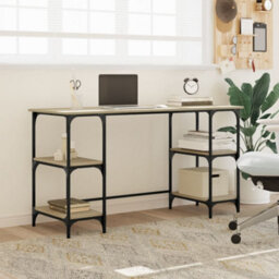 Berkfield Desk Sonoma Oak 140X50X75 Cm Metal And Engineered Wood - thumbnail 3