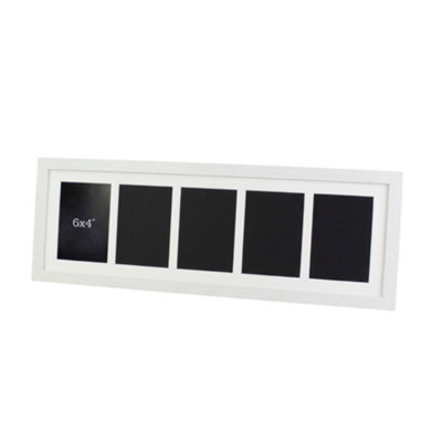 "Photoframesandmore White Multi Aperture Frame. Five 6X4"" Photos. Wooden Picture Frame" - image 1