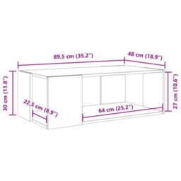 Berkfield Coffee Table Sonoma Oak 89.5X48X30 Cm Engineered Wood - thumbnail 9