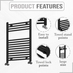 ARKO BATHROOM Arko Towel Radiator, Heated Towel Rails,wall Mounted Ladder Radiators 500X800mm ,black - thumbnail 2