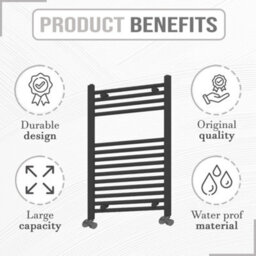 ARKO BATHROOM Arko Towel Radiator, Heated Towel Rails,wall Mounted Ladder Radiators 500X800mm ,black - thumbnail 3