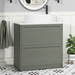 Royal Bathrooms Royal Bathroom Elmore 800mm Matt Green Freestanding Countertop Bathroom Vanity Unit 2 Drawer With Peak Basin - thumbnail 1
