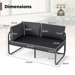 Sofa Couch Patio Loveseat With Removable Pillows & Seat Cushion - thumbnail 2