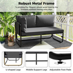 Sofa Couch Patio Loveseat With Removable Pillows & Seat Cushion - thumbnail 6