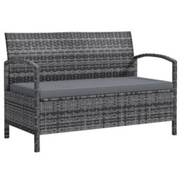 Wyld Haus Rarette Grey Rattan Garden Storage Bench With Cushion, 125L Capacity, Two-Seater - thumbnail 2