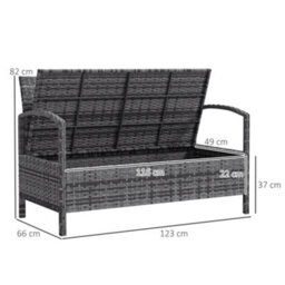 Wyld Haus Rarette Grey Rattan Garden Storage Bench With Cushion, 125L Capacity, Two-Seater - thumbnail 3