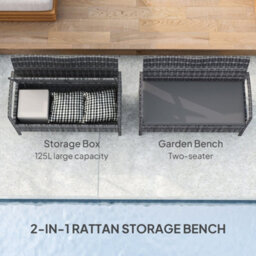 Wyld Haus Rarette Grey Rattan Garden Storage Bench With Cushion, 125L Capacity, Two-Seater - thumbnail 4