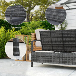 Wyld Haus Rarette Grey Rattan Garden Storage Bench With Cushion, 125L Capacity, Two-Seater - thumbnail 7