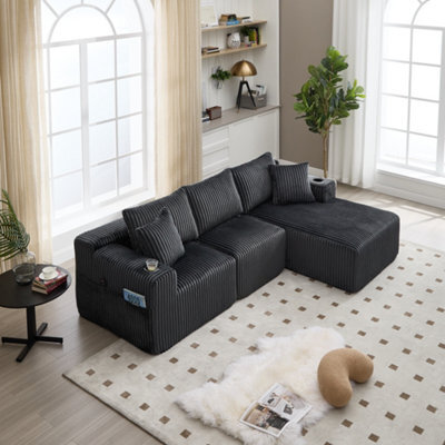 Matteo Modular L-Shaped Sectional Sofa With Cup Holders - Gray - image 1