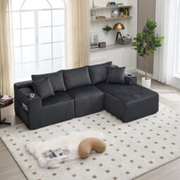 Matteo Modular L-Shaped Sectional Sofa With Cup Holders - Gray - thumbnail 7