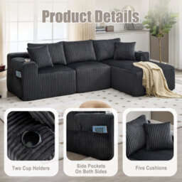 Matteo Modular L-Shaped Sectional Sofa With Cup Holders - Gray - thumbnail 3