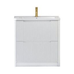 Royal Bathrooms Avenza 800mm Fluted Floor Standing Vanity Unit Matt White 2 Drawer Storage Cabinet With Ceramic Basin - thumbnail 7