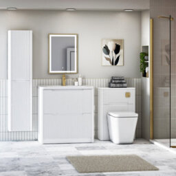 Royal Bathrooms Avenza 800mm Fluted Floor Standing Vanity Unit Matt White 2 Drawer Storage Cabinet With Ceramic Basin - thumbnail 4