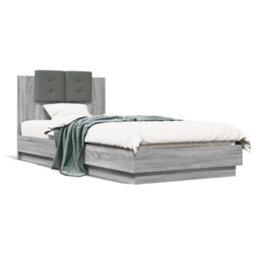 Berkfield Bed Frame With Led Without Mattress Grey Sonoma 90X200 Cm - thumbnail 5